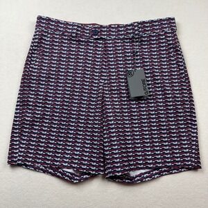 G/FORE Men's Printed Golf Shorts Size 36 Burgundy‎ Navy Pattern 8.5" Inseam NWT